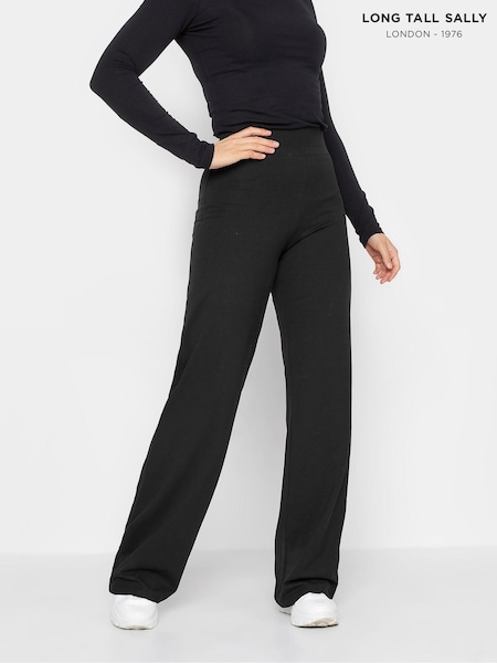 Long Tall Sally Black Wide Leg Jersey Yoga Pants (Q77991) | £27