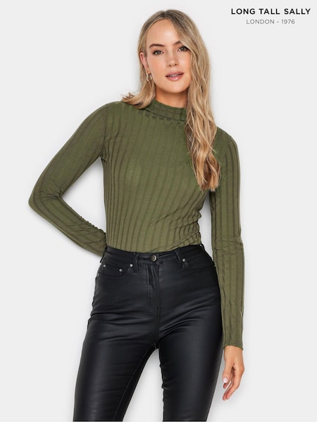 Long Tall Sally Green Wide Ribbed T-Shirt (Q78011) | £24