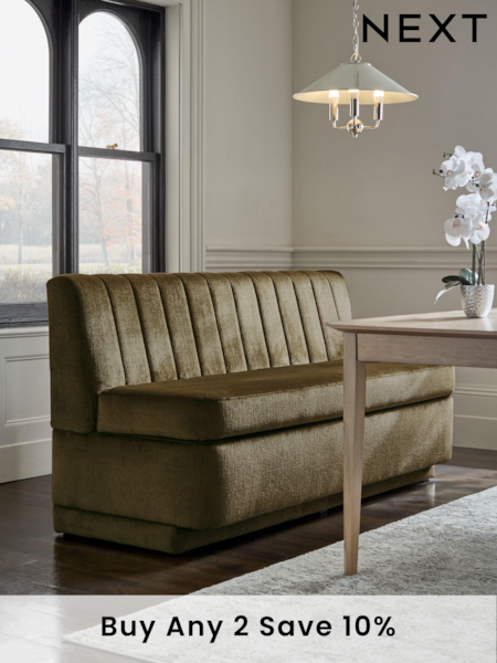 Plush Chenille Moss Green Anderson Storage Dining Bench (Q78317) | £850