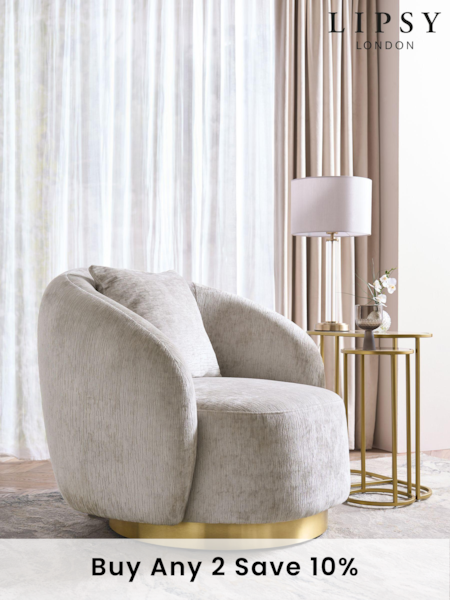 Lipsy Silver Grey Soft Chenille Laurel Accent Chair (Q78321) | £550