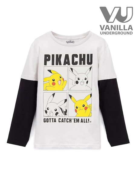 Vanilla Underground Grey Pokemon 100% Cotton Long-Sleeved Character T-Shirt (Q78553) | £16