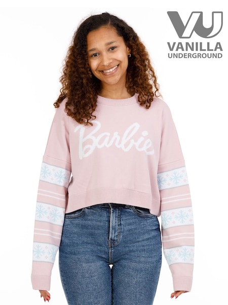 Vanilla Underground Pink Barbie Ladies Christmas Jumper (Q78600) | £46