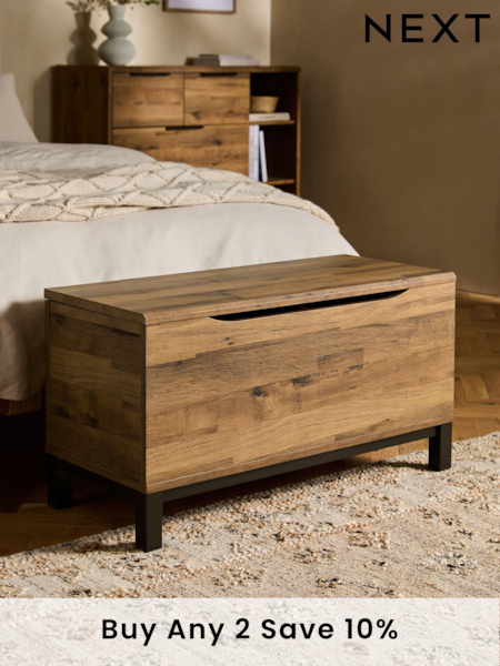 Dark Natural Bronx Oak Effect Medium Blanket Box (Q78706) | £175