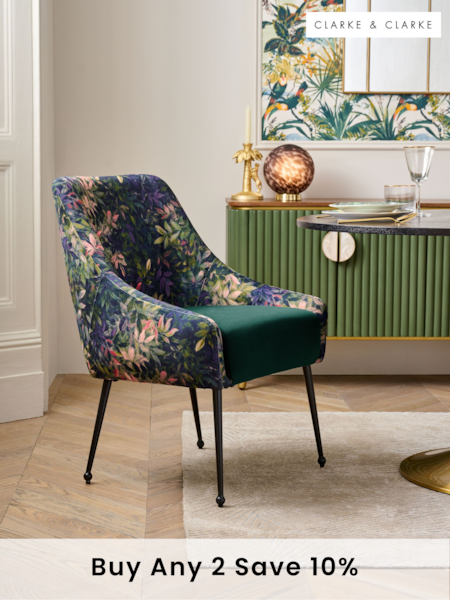 Clarke and Clarke Congo Amethyst Emerald Green Renzo Dining Chair (Q79257) | £250