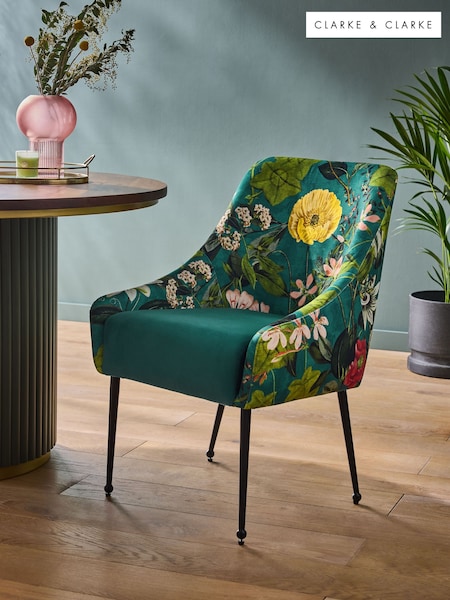 Clarke and Clarke Passiflora Kingfisher Blue and Teal Renzo Dining Chair (Q79263) | £250