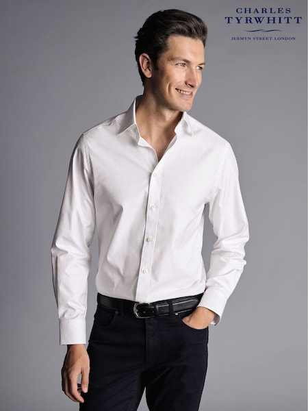 Charles Tyrwhitt White Slim Fit Egyptian Twill 100% Cotton Shirt (Q79341) | £75