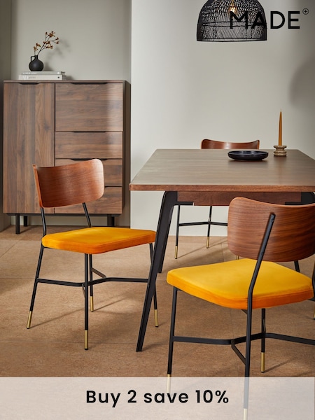 MADE.COM Set of 2 Ochre Yellow Amalyn Dining Chairs (Q79358) | £349