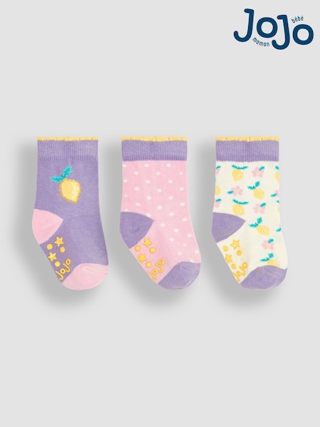 JoJo Maman Bébé Lilac Purple Lemon 3-Pack Fruit Socks (Q80327) | £9.50