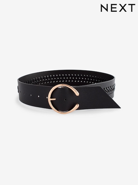 Black Plait Detail Wide Belt (Q80583) | £20