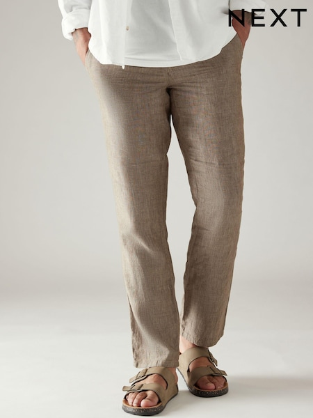 Neutral 100% Linen Drawstring Trousers (Q80795) | £38
