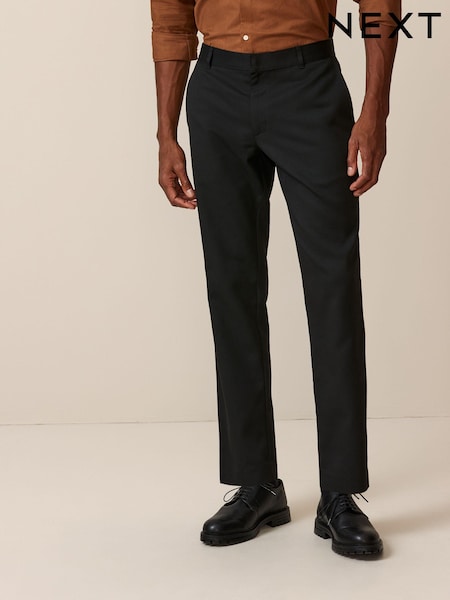 Black Slim Fit Plain Front Smart Trousers (Q81010) | £22