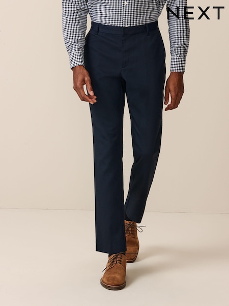 Navy Blue Slim Fit Plain Front Smart Trousers (Q81018) | £22