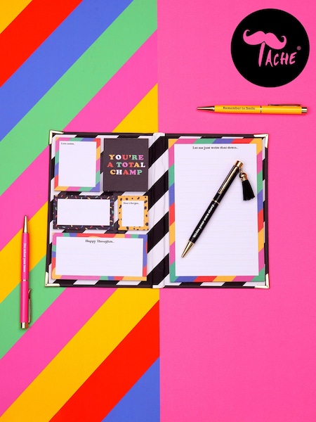 Tache Positivity Sticky Notebook & 3 Pack of Positivity Pens (Q81220) | £30