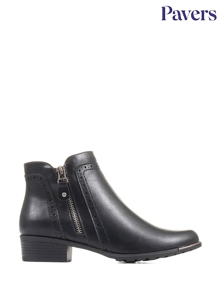 Pavers Black Pavers Knitted Cuff Ankle Boots (Q81247) | £45