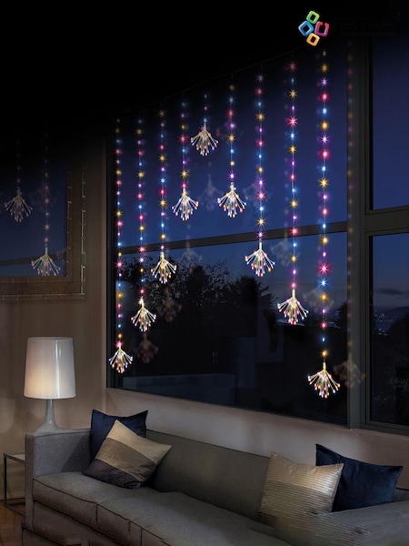 Premier Decorations Ltd Rainbow Multi 483 LEDs Sputnik V Shape Curtain Christmas Lights (Q81923) | £24