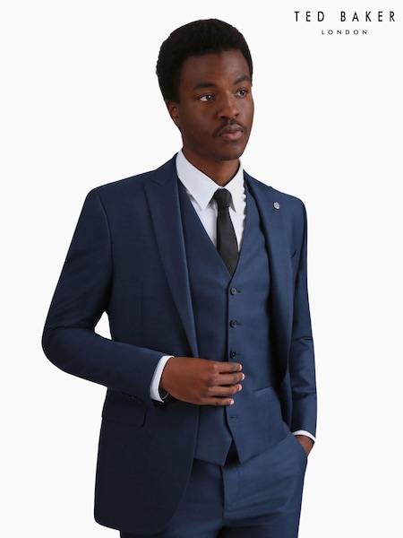 Ted Baker Tailoring Blue Tai Slim Fit Semi Plain Jacket (Q82072) | £90