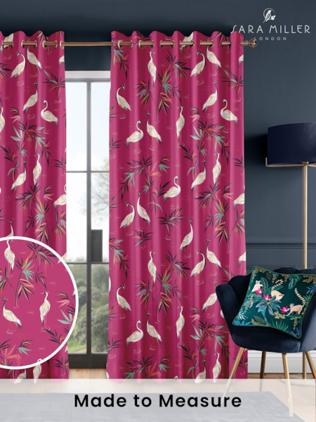 Sara Miller Fuchsia Pink Heron Made to Measure 100% Cotton Curtains (Q82218) | £91