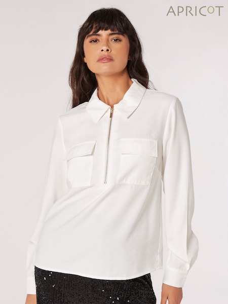 Apricot White Twill Zip Detail Cargo Top (Q82318) | £35