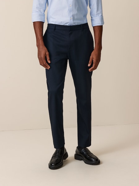 Navy Blue Elasticated Waist Plain Front Smart Joggers (Q82377) | £22