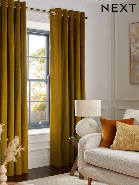Gold Dark Matte Velvet Blackout/Thermal Curtains (Q82513) | £50 - £135