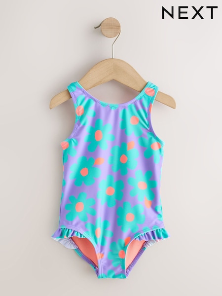 Purple/Blue - Scoop Neck Swimsuit (3mths-7yrs)
