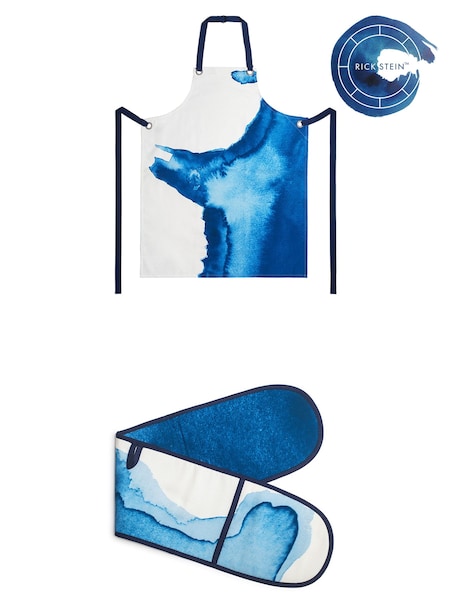 Rick Stein Blue Coves Of Cornwall 100% Cotton Apron & Double Oven Glove (Q82693) | £48.50