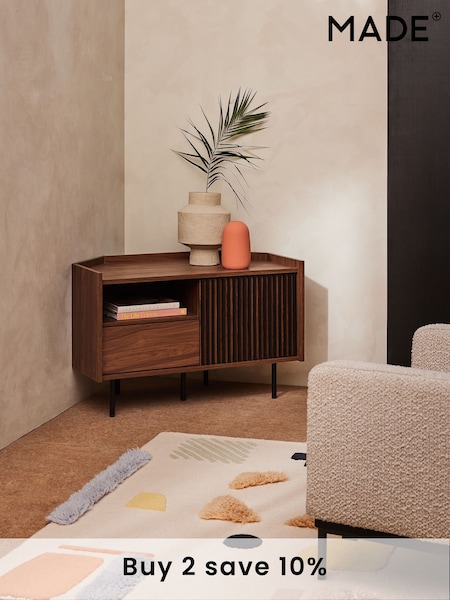 MADE.COM Dark Walnut Effect Blaze Corner Up to 50 Inch TV Unit (Q82864) | £299