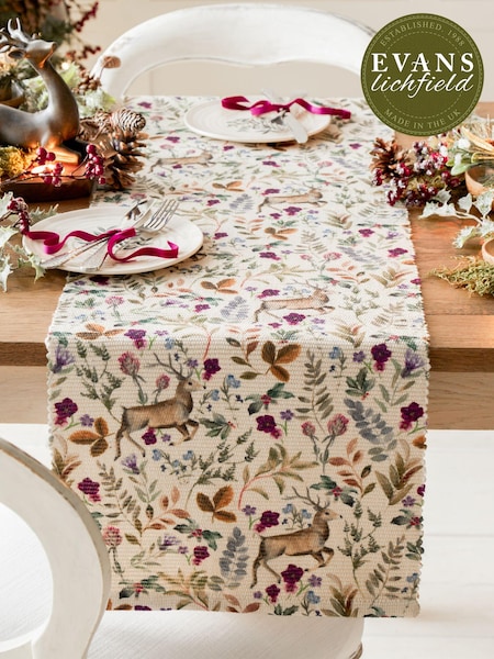 Evans Lichfield Purple Reindeer Large Christmas Table Runner (Q82873) | £18