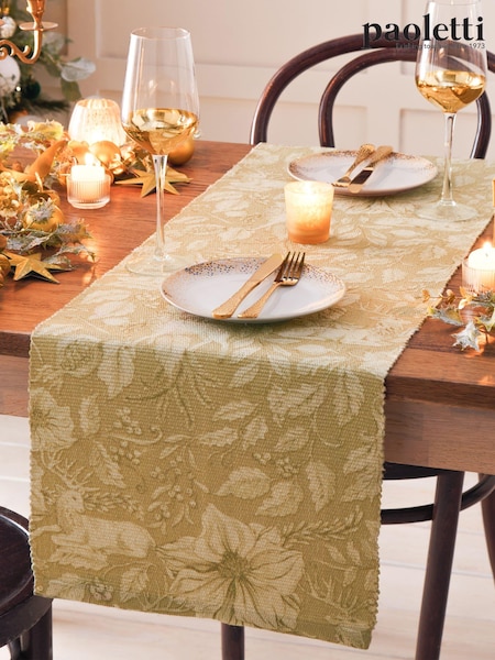 Paoletti Set of 4 Gold Stag Christmas Placemats And Large Table Runner (Q82880) | £32