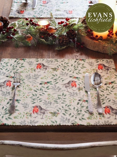 Evans Lichfield Set of 4 Green Robin Table Placemats (Q82907) | £16