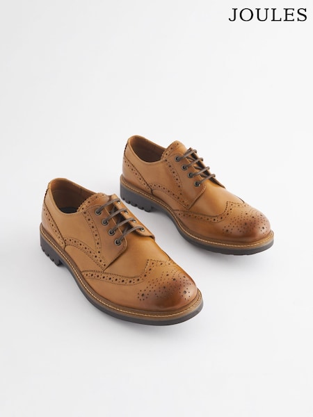 Joules Brown Leather Cleated Brogues Shoes (Q83024) | £79
