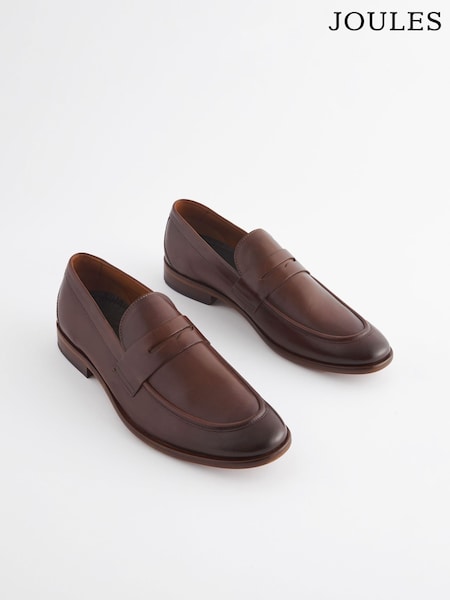 Joules Brown Leather Penny Loafers (Q83066) | £69