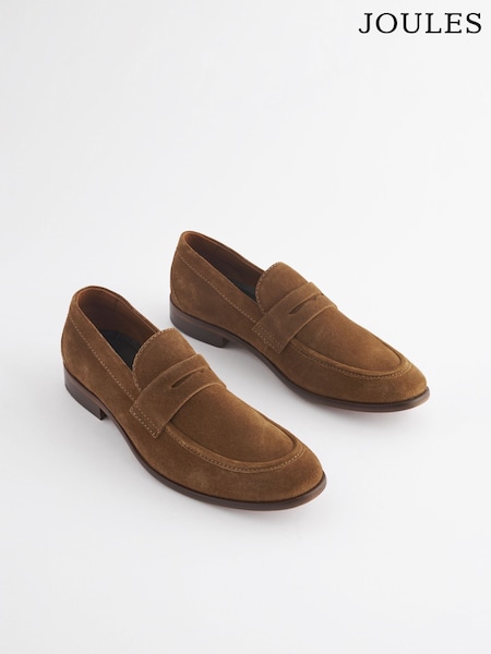 Joules Brown Suede Penny Loafers (Q83069) | £69
