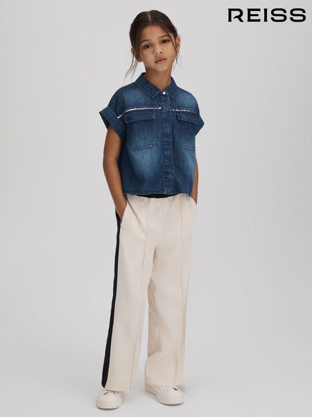Reiss Blue Sandie 9-13 yrs Embellished Denim Shirt (Q83382) | £17