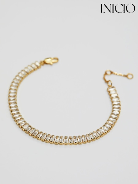 Inicio 14K Gold Plated Recycled Baguette Tennis Bracelet - Gift Pouch (Q83482) | £25