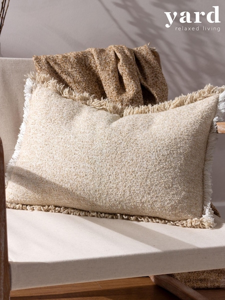 Yard Natural Beige Doze Woven Fringed Polyester Filled Cushion (Q83633) | £28