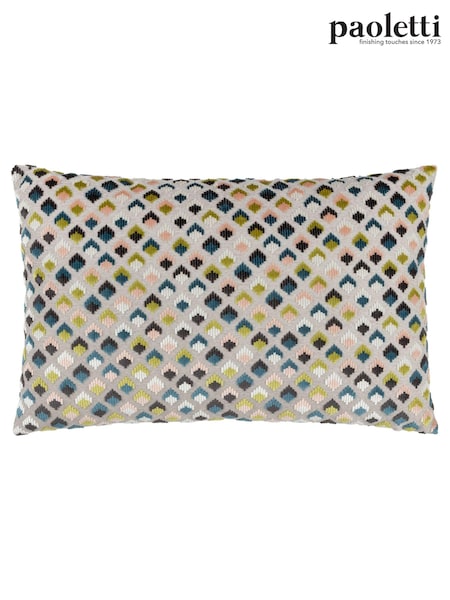 Paoletti Smoke/Rose 40 x 60cm Lexington Diamond Velvet Jacquard Feather Filled Cushion (Q83663) | £22
