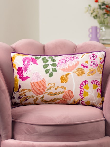Furn Pink Protea Floral Feather Filled Cushion (Q83668) | £22