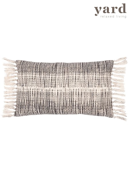 Yard Black Sono Ink Abstract Fringed Polyester Filled Cushion (Q83673) | £22