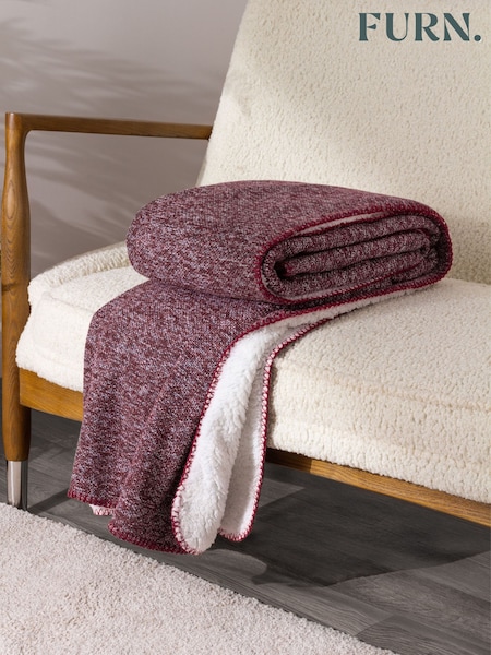 Furn Purple Nurrel Sherpa Knitted Throw (Q83680) | £28