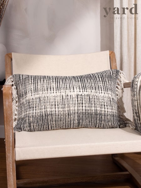Yard Black Sono Ink Abstract Fringed Feather Filled Cushion (Q83717) | £28