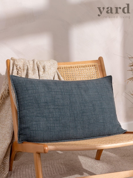 Yard Ink Blue 40 x 60cm Ribble 100% Cotton Polyester Filled Cushion (Q83722) | £22