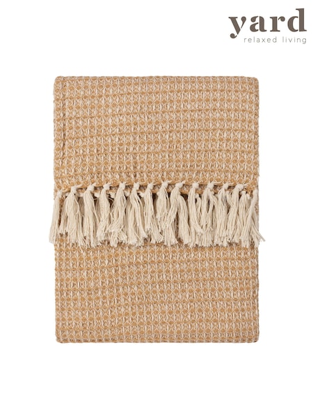 Yard Honey Lorne Waffle Fringed 100% Cotton Throw (Q83724) | £28