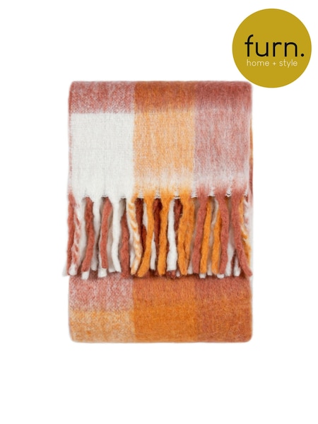 Furn Orange Juno Check Throw (Q83727) | £52