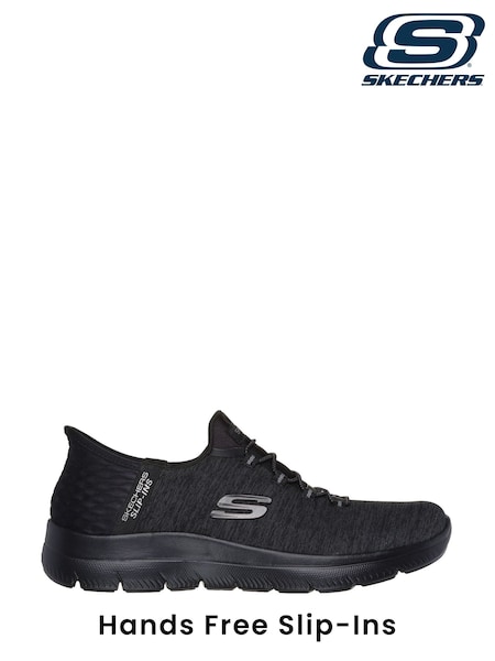 Skechers Black Chrome Pink Womens Slip In Summits Dazzling Haze Trainers (Q83777) | £74