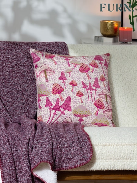 Furn Purple Mushroom Fields Abstract Feather Filled 100% Cotton Cushion (Q83865) | £22