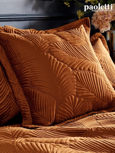 Paoletti Orange Palmeria Quilted Velvet Polyester Filled Cushion (Q83866) | £22