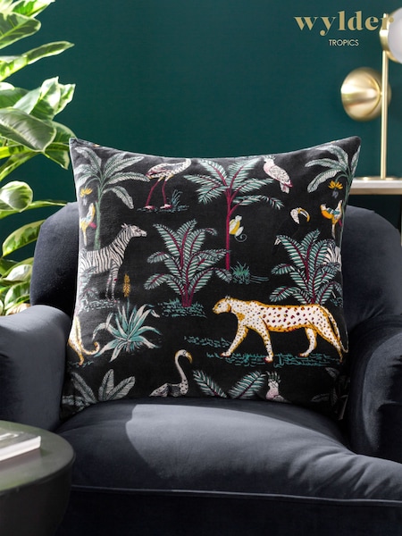 Wylder Black Wilds Tropical 100% Cotton Polyester Filled Cushion (Q83868) | £24