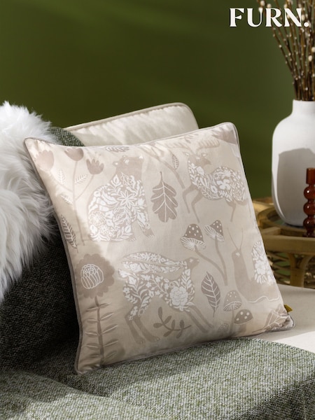 Furn Grey Nook Velvet Piped Polyester Filled Cushion (Q83871) | £26