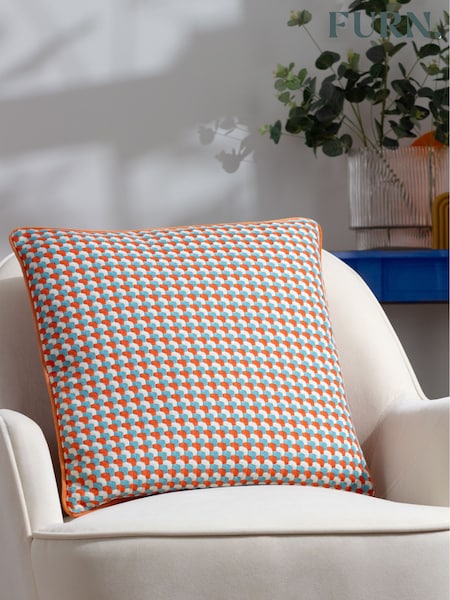 Furn Orange Marttel Geometric Jacquard Feather Filled Cushion (Q83873) | £19